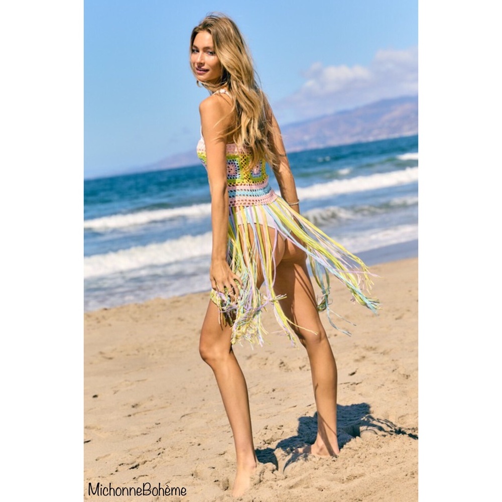 Crochet Knit Fringed Beach Coverup - Picture 12 of 15